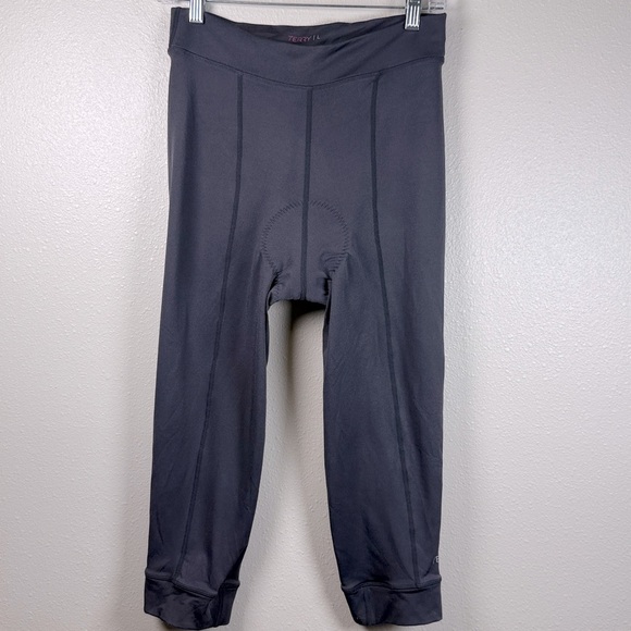 TERRY Padded Cycling Capri Knicker Pant Women L Stretch Fleet Chamois Road Bike - Picture 1 of 16